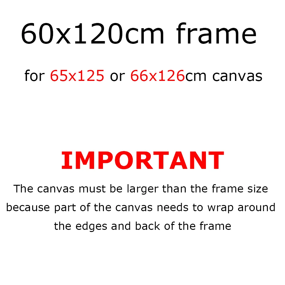 60x120cm Wooden Frame For 65x125cm Canvas Prints Diamond Painting Frame Kit Picture and Poster Wood Bars Wall Frame Home Decor
