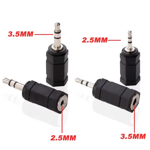 5PCS 2.5mm 3.5mm Stereo Male Plug To 2.5 3.5 Female Jack Audio Converter Adapter Connector