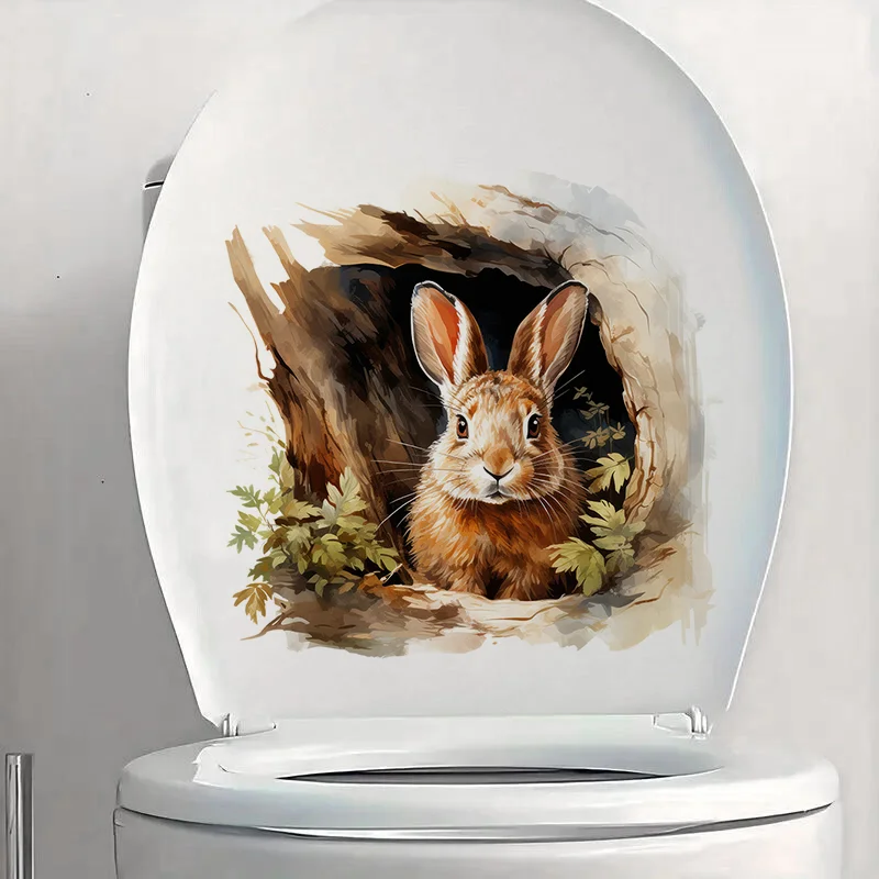 

C1265# Rabbit in the Hole Toilet Stickers, Bright Wall for Home, Cabinet, Door,Decoration, Vinyl Car Decals, Art Wallpaper