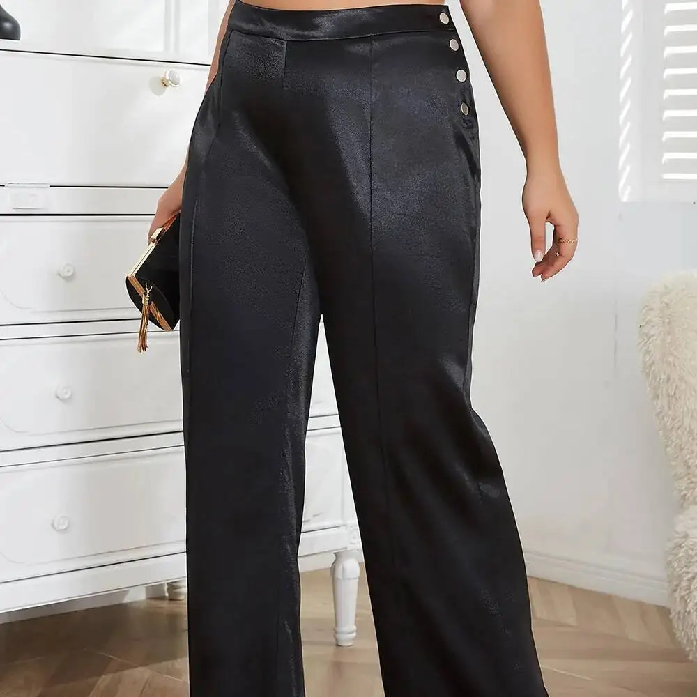 

Large New 2025 Summer Women's Temperament Casual Pants Colored Ding Loose Breasted Large Pants