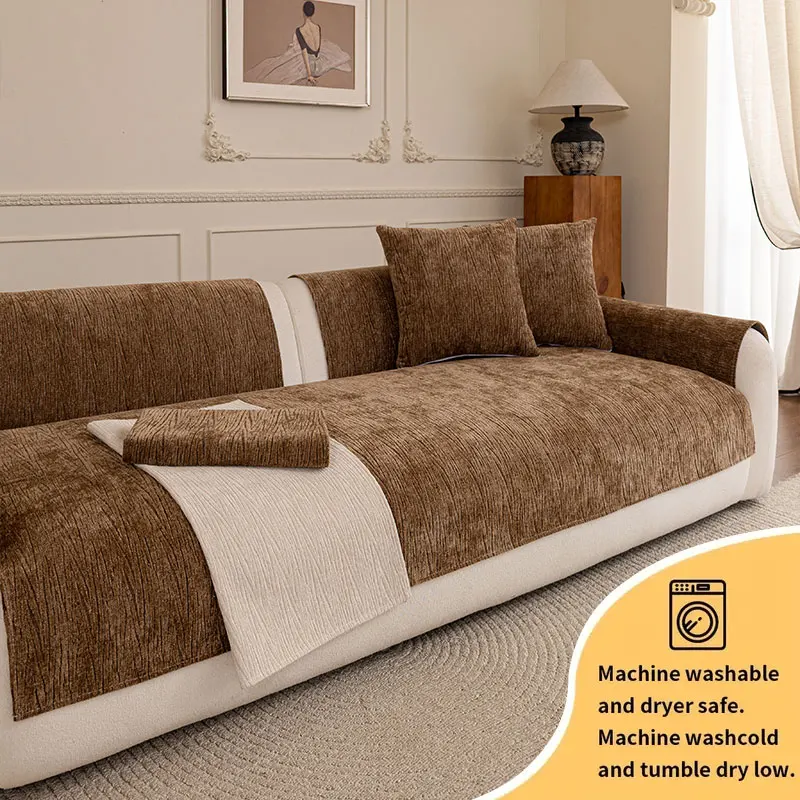 1PC-Einfarbiges Anti-Rutsch-Sofakissen, einfaches Sofa-Kissen mit gerader Reihe, Anti-Katzenkratzer, universelles Sofakissen für die ganze Saison