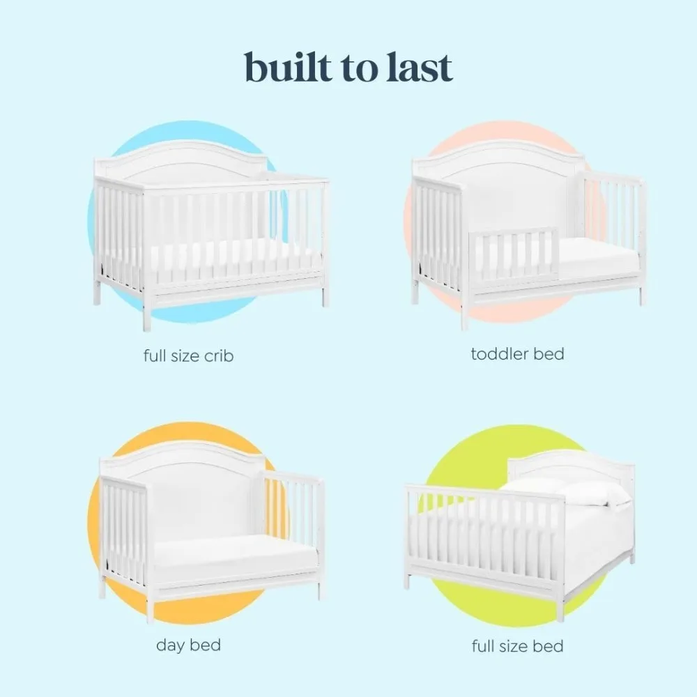 Charlie 4-in-1 Convertible Crib in White, Greenguard Gold Certified