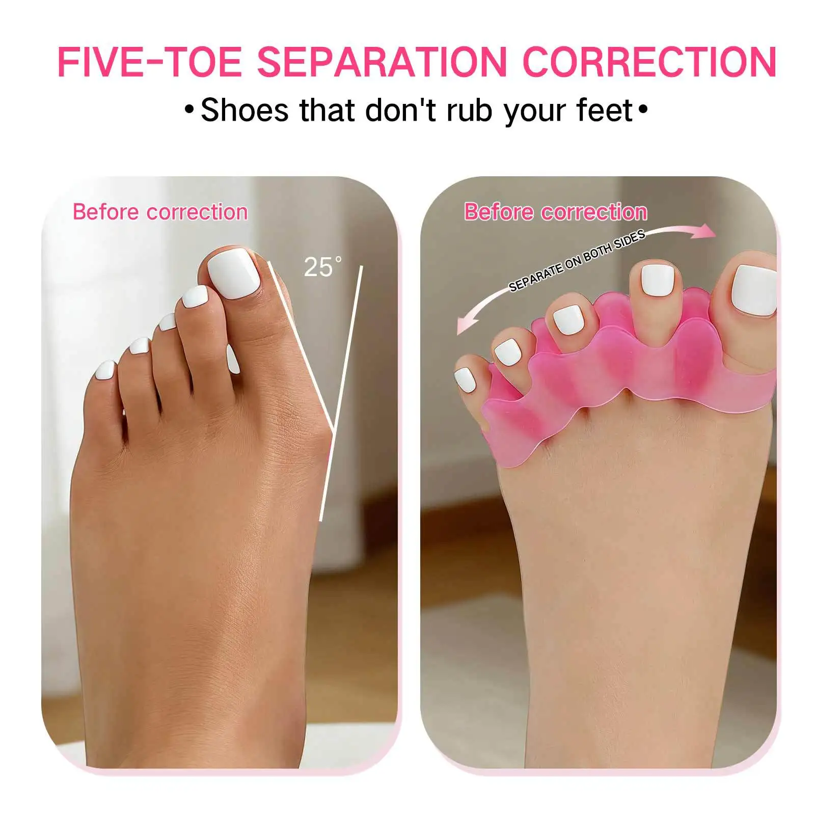 Toe Correction Overlapping Hammer Gel Toe Separators Straighteners Feet Care Tool 2pcs Bunion Pain Relief Hammer Toe Corrector
