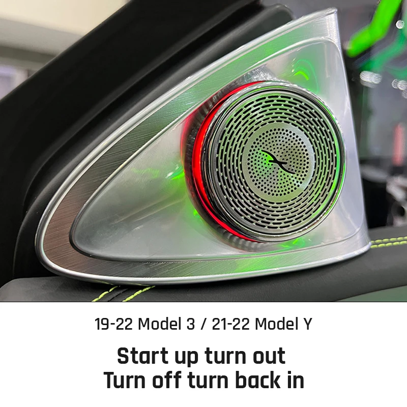 Ruiyyco Car Tesla Model 3 Accessories 2 Rotating Tweeters Treble Speaker Tweeters with 128 Color Gamut Smart with Ambient Lig