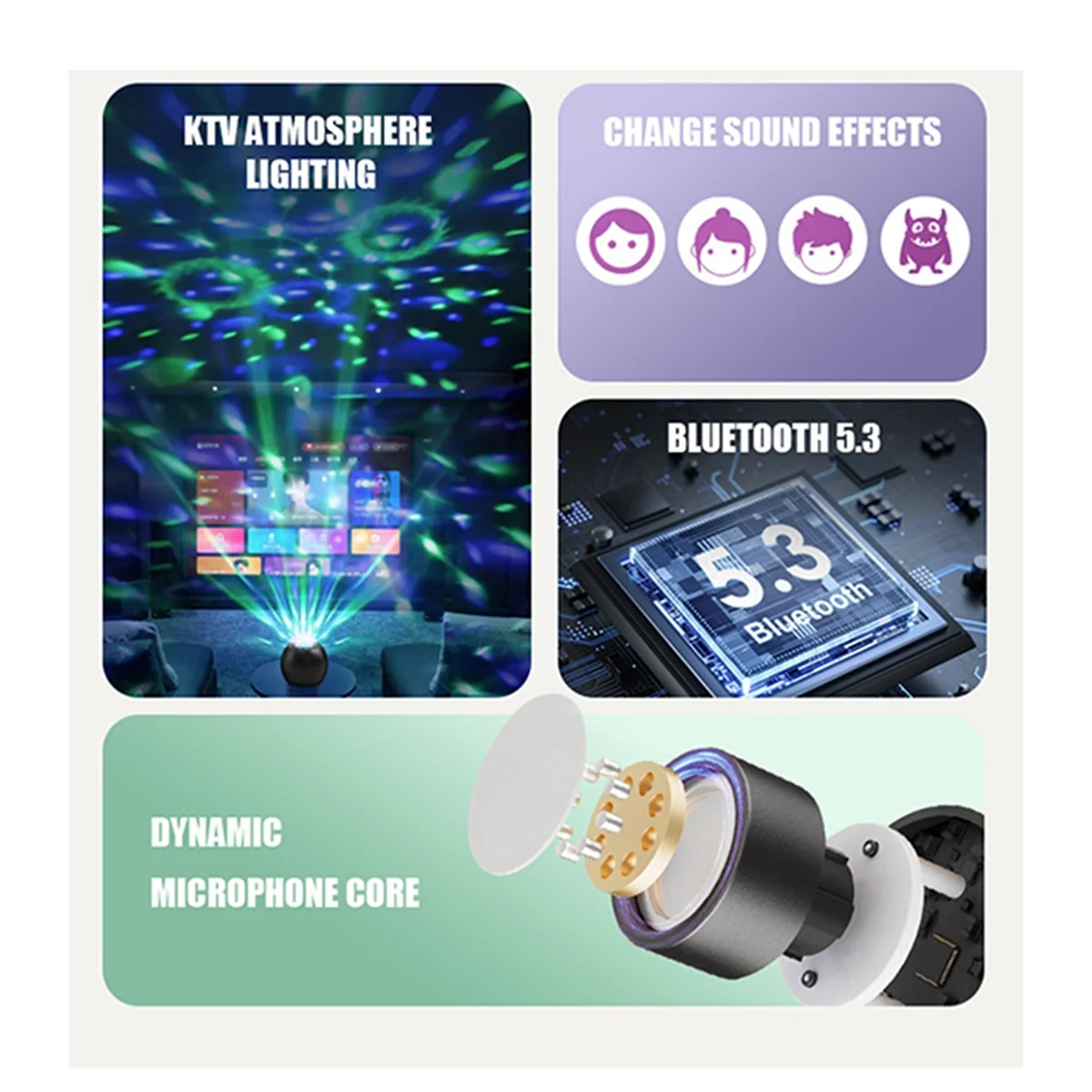 

Audio microphone Portable Bluetooth Karaoke Speaker Outdoor Portable Color Ambient Light Home