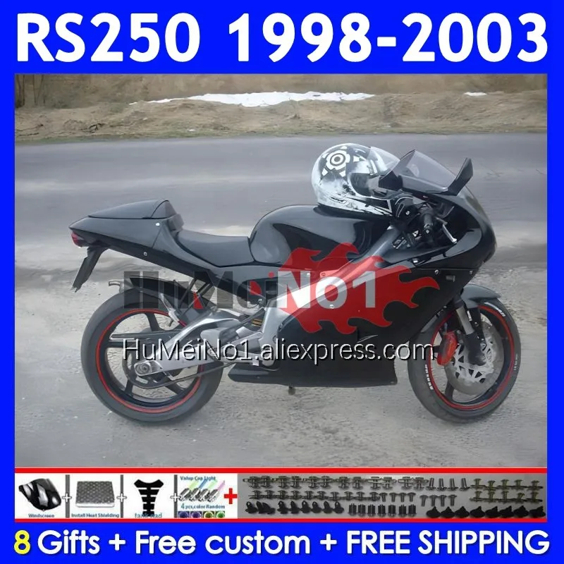 RS250RR For Aprilia RSV250 RS 250 RS250 RR 98 99 00 01 02 03 318No.82 black stock RS-250 1998 1999 2000 2001 2002 2003 Fairing