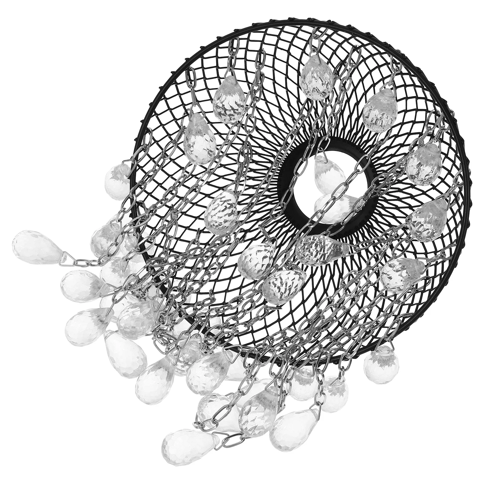 

Crystal Acrylic Lamp Shade Iron Hollow Water Drop Pendant For Vintage Table Floor Lamp Replacement Silver Light Shade