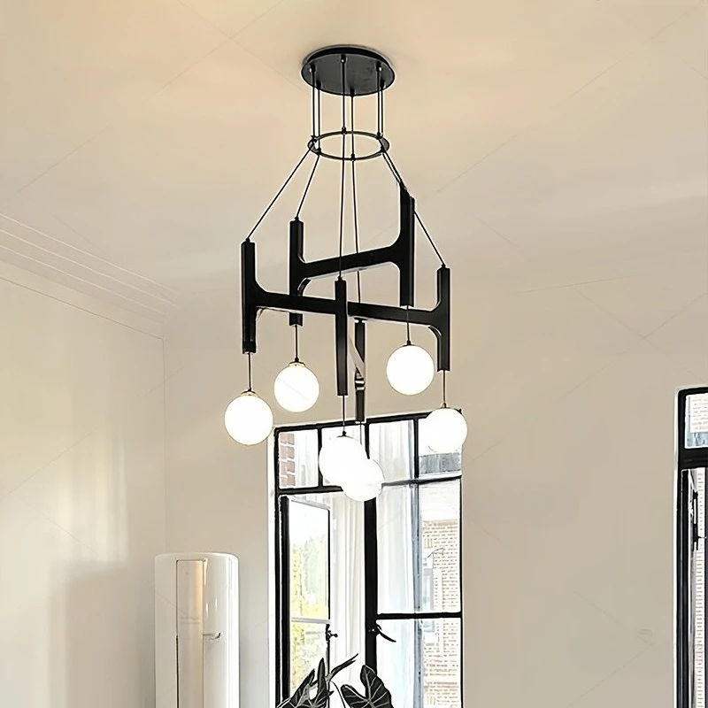 

Medieval chandelier retro living room light wabi-**** wind duplex stairs magic bean lamp homestay