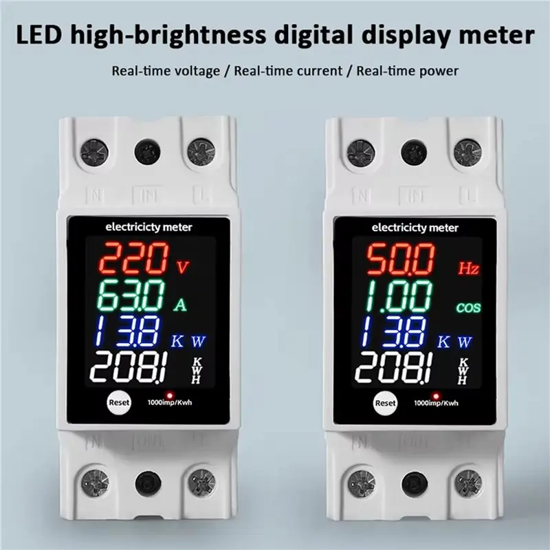 B03C-6X ZS-6035VAKW Digital Energy Meter Din Rail Electricity Usage Monitor AC30-400V Voltmeter Ammeter Watt Kwh Frequency