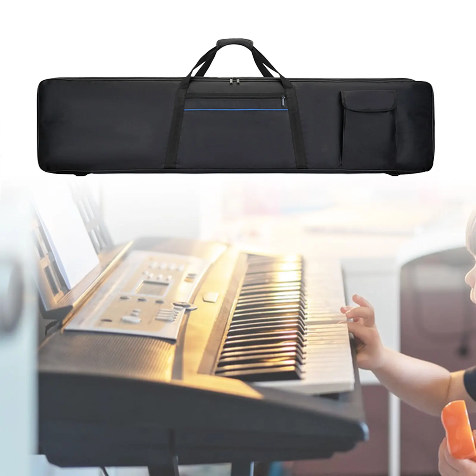 88 Key Piano Keyboard Bag with Pocket Oxford Cloth Waterproof Electric Piano Case Backpack for Performance Music Studio Concert