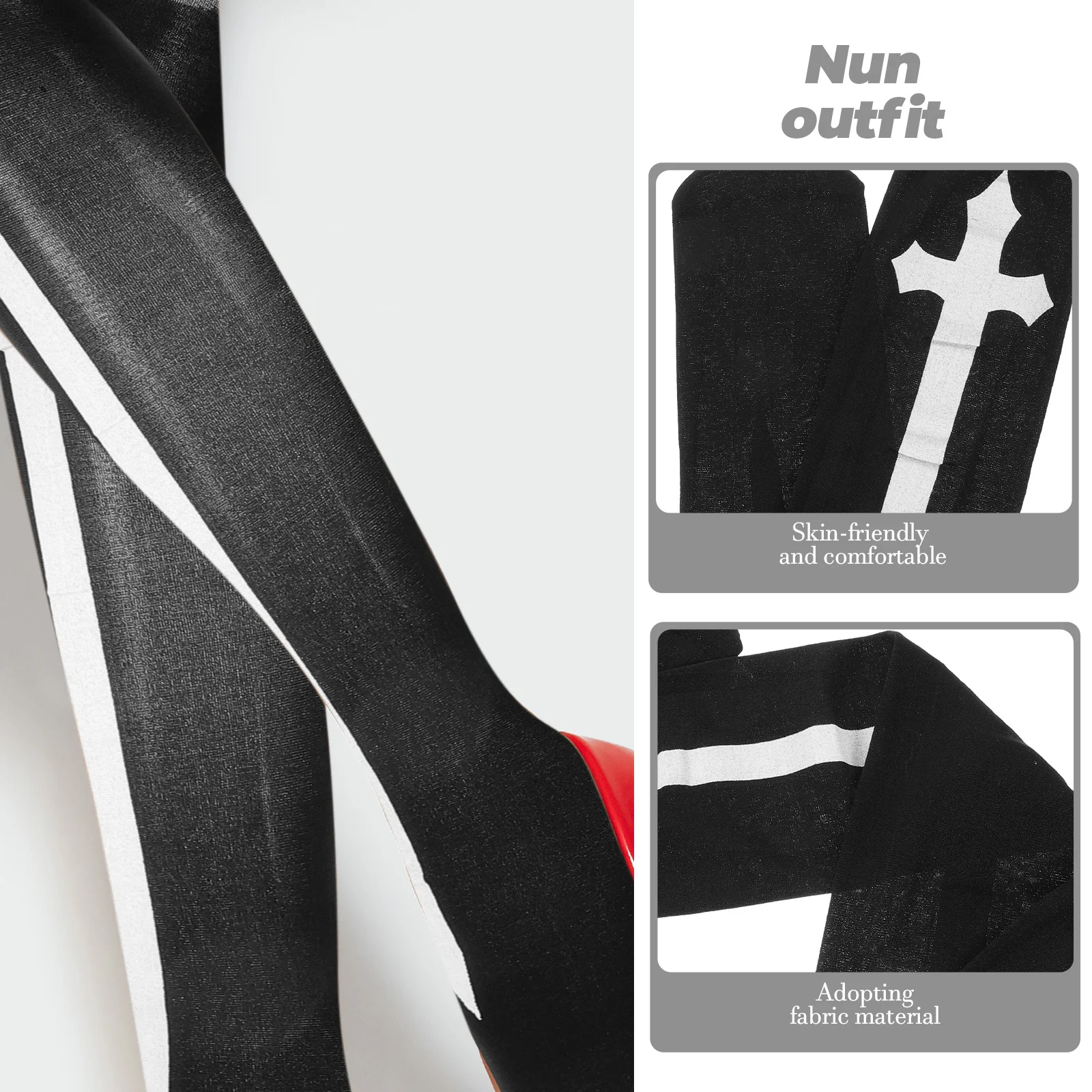 

1 комплект, костюм монахини для косплея, комплект костюма монахини на Хэллоуин, шляпа монахини, воротник, подвеска с крестом, ожерелье выше колена для женщин, ожерелье с подвеской в виде креста