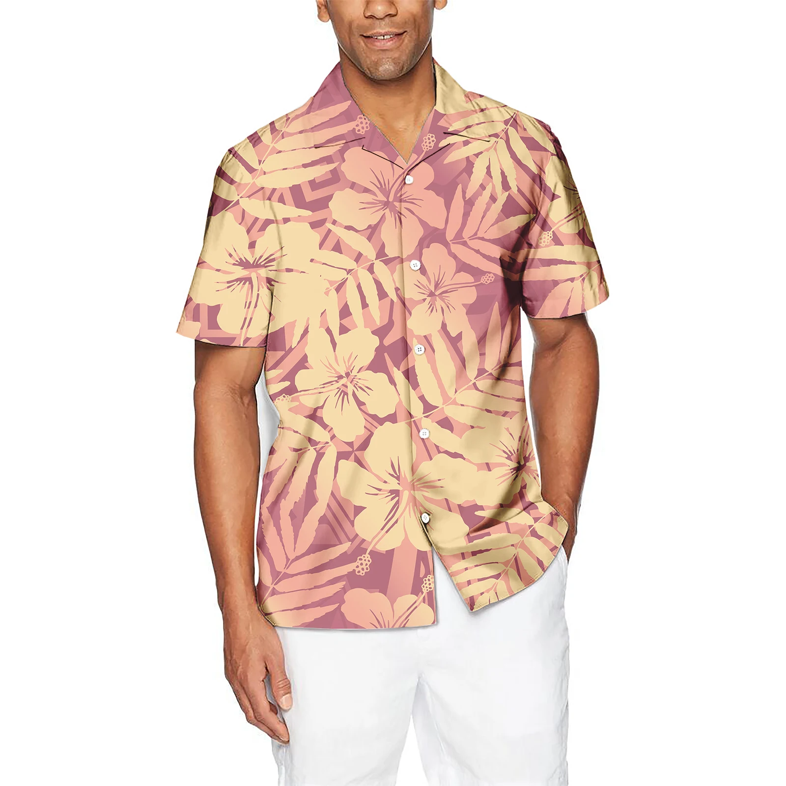 New short-sleeved casual Polynesian design shirt for men plus size fashion Pacific Island formal shirt.