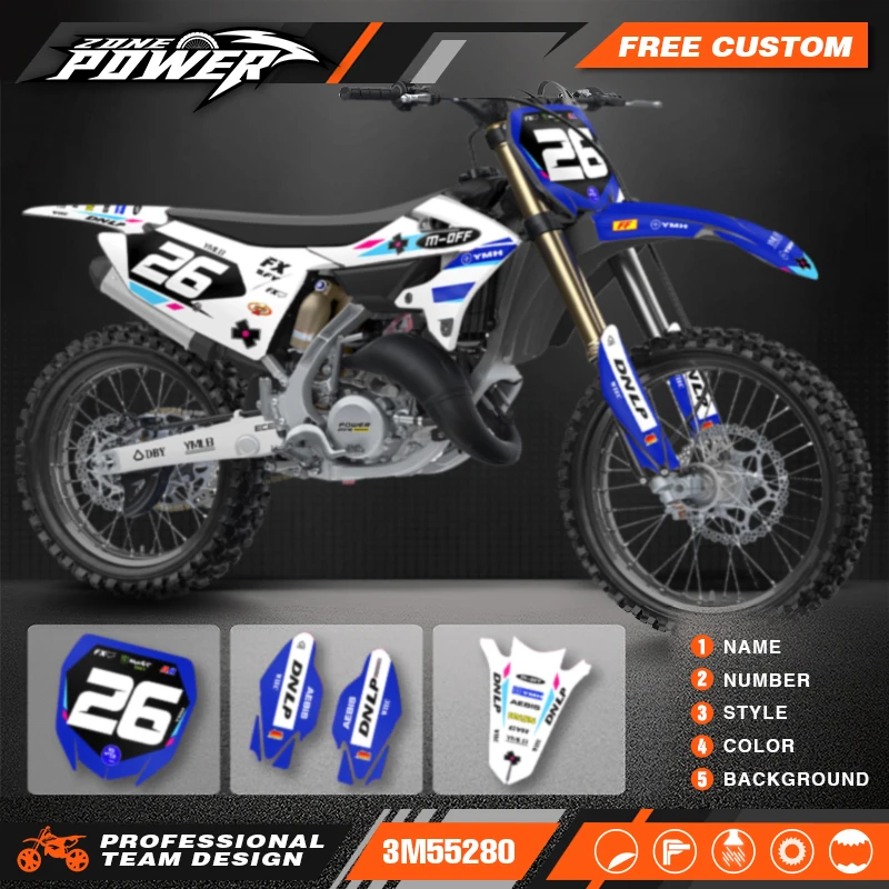 

Мотоциклетные графические наклейки Powerzone, наборы наклеек для Yamaha YZ125 YZ250 2022 2023 2024, индивидуальные фоновые наклейки для мотоцикла 25