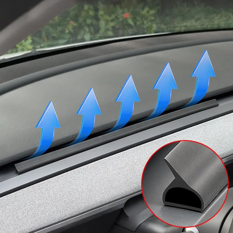 Air Vent Wind Deflector Strip for Tesla Model 3 Model Y Dashboard Windshield Deflector TPE Black Air Outlet Cover for Tesla