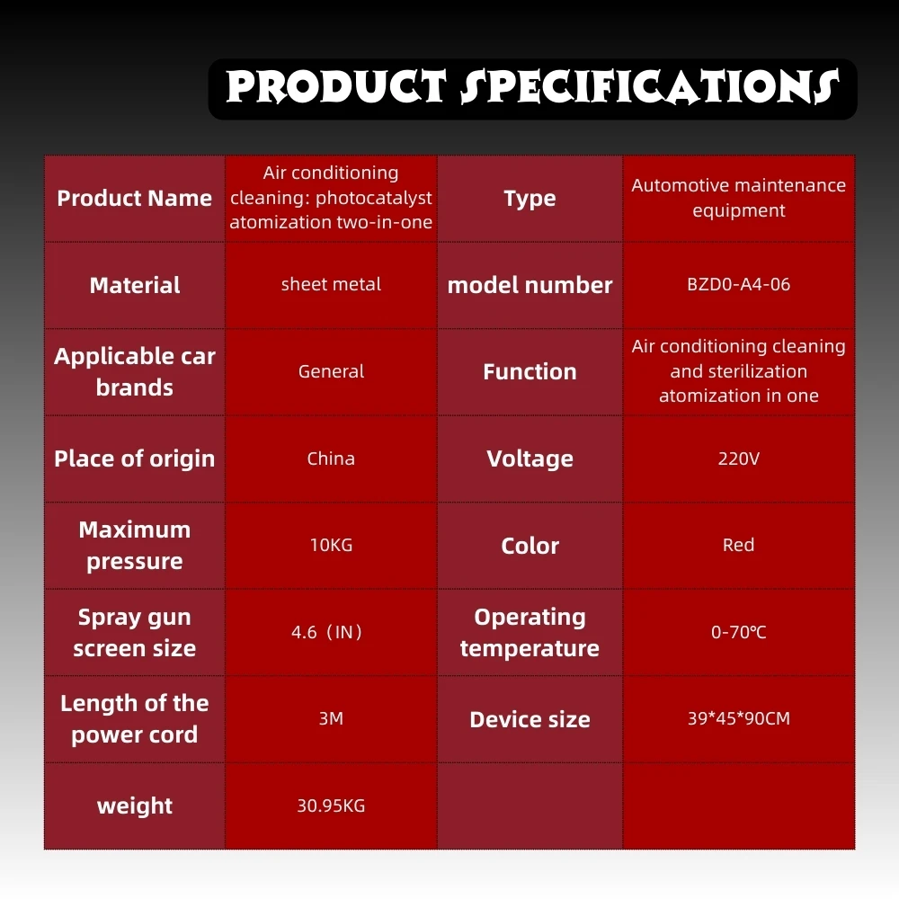 Vehicle AC System Cleaner BZDO-A4-06 Visual Inspection, Anti-Bacterial Spray, Universal Fit, High Efficiency