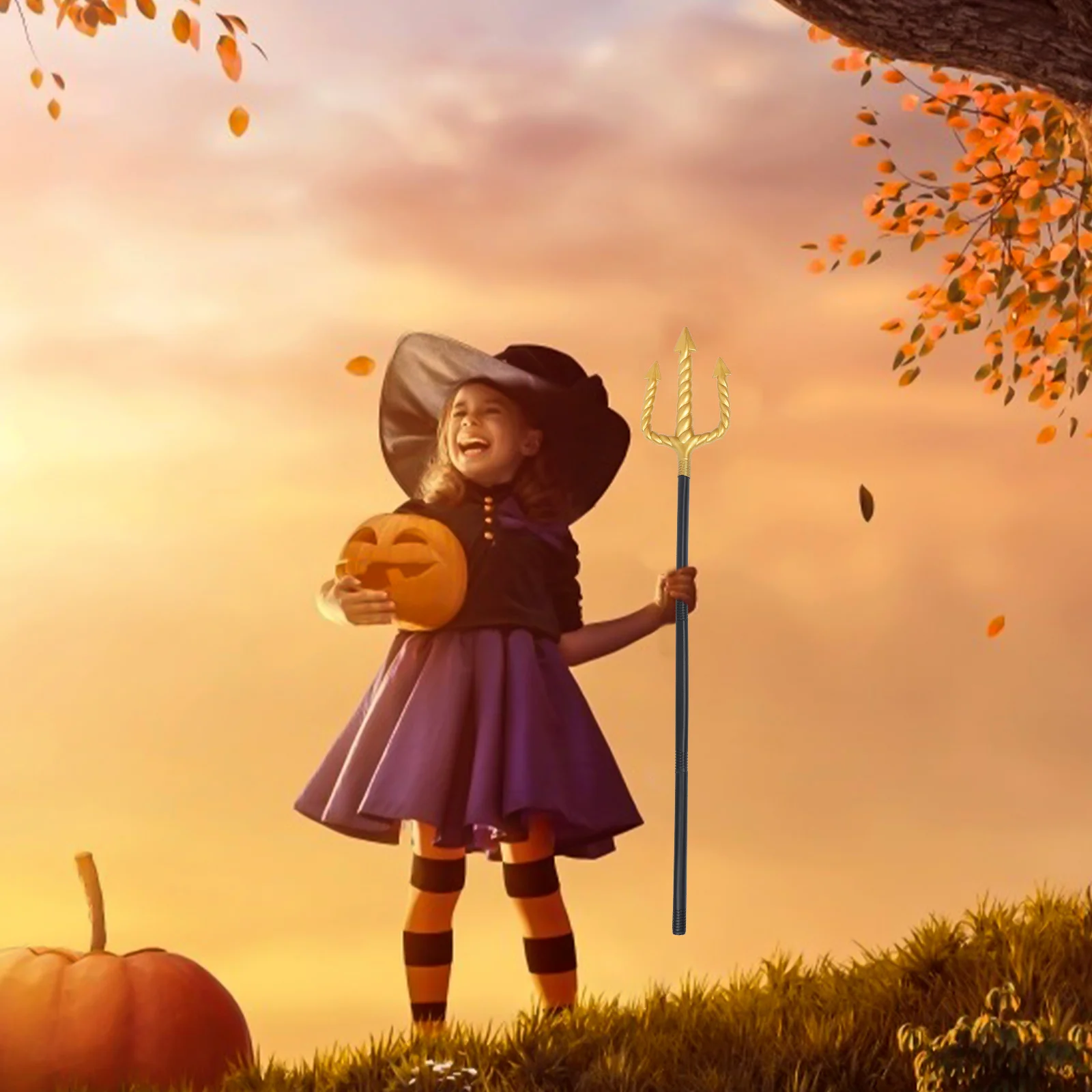 

Plastic Imitation Trident Halloween Durable Lightweight Cosplay Accessory Party Decoration Trident Prop