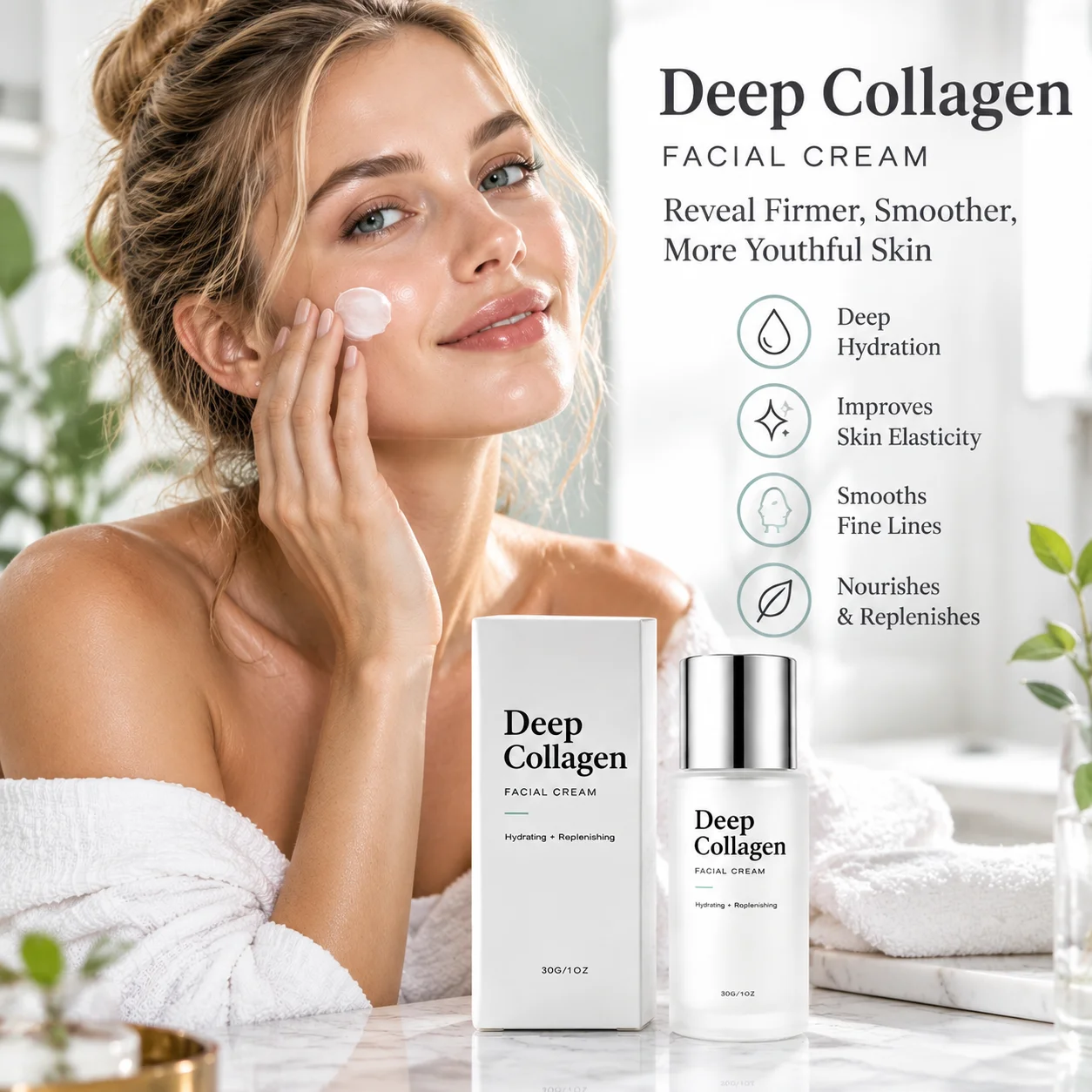 Centella Asiatica Collagen Facial Cream Skin Barrier Repair Improve Rough Skin Minimize Pores Deep Hydration Face Repair Cream