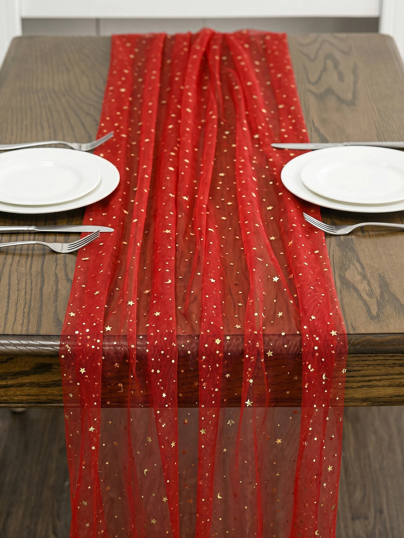 1Pcs Red Polyester Rectangular Home Decoration Table Runner, Wedding Season, Family Gatherings, Kitchen, Restaurant, Carnival
