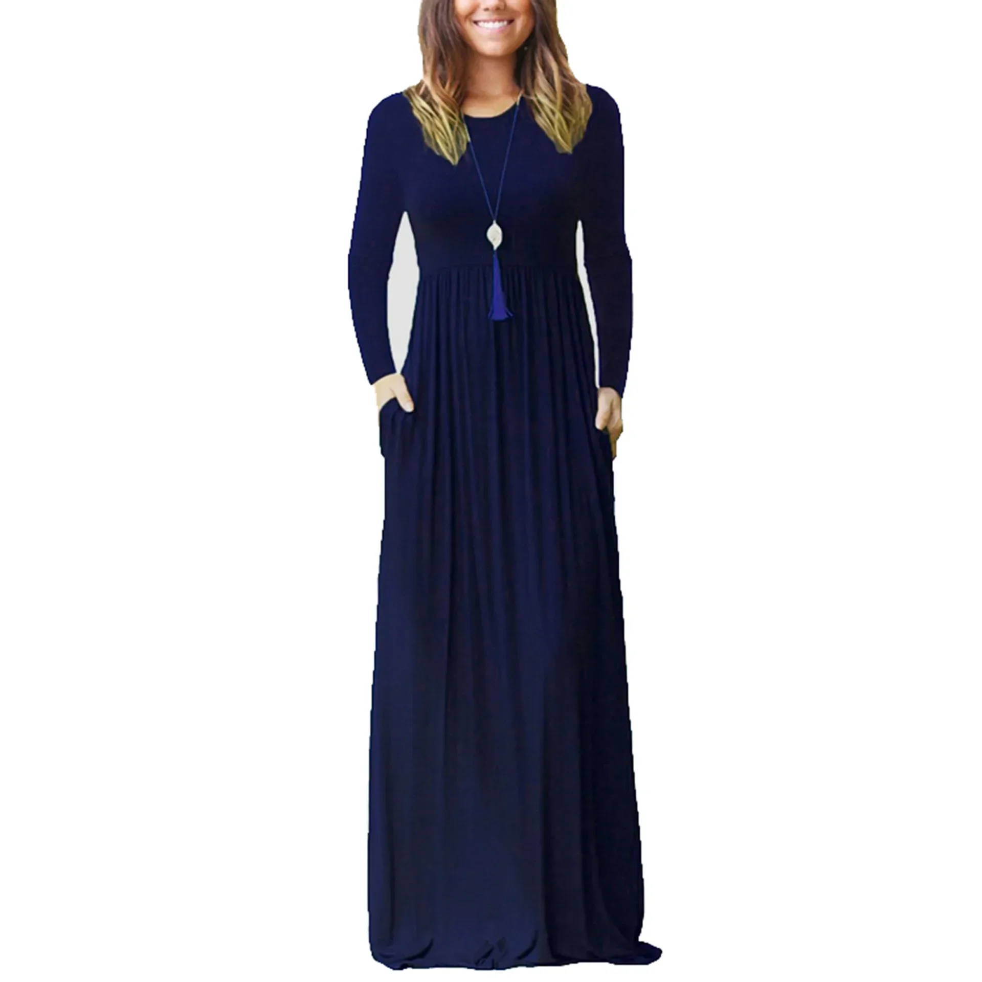 Vintage Long Sleeve Dress Party Robe Lady Slim Fit Kaftan Maxi Vestido Casual Sundress Oversized