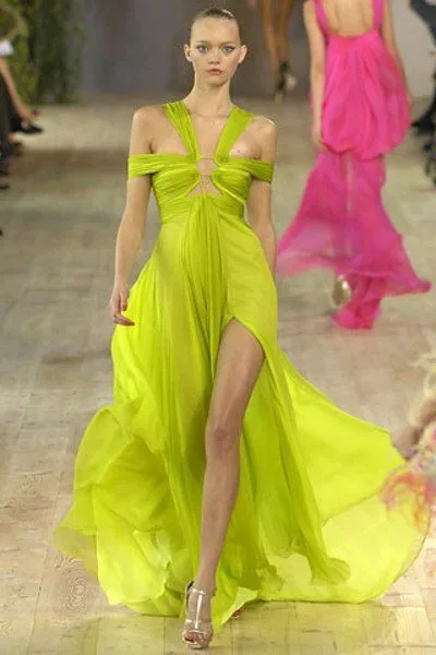 

Sexy Green Chiffon Celebrity Dresses فساتين السهرة A-Line Floor Length Abendkleider for Women Evening dress Beauty Contest