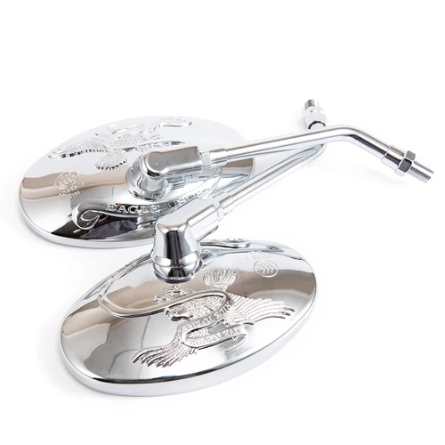 Imagen 1 del producto Espejos retrovisores cromados ovalados universales para motocicleta, espejo lateral de motocicleta de 10MM para Yamaha xt 600 virago 125 535 1100 vmax 1200