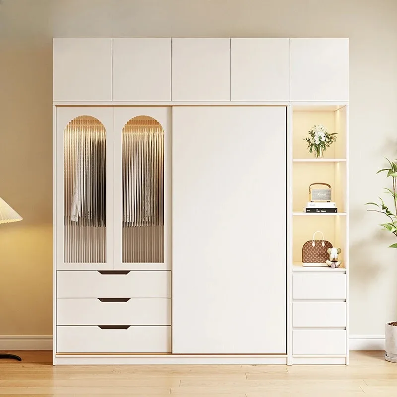 

Glass Adults Wardrobe Closet Hanging Clothes Organizer Storage Wardrobes Luxury Room Wooden Szafa Na Ubrania Furniture Home