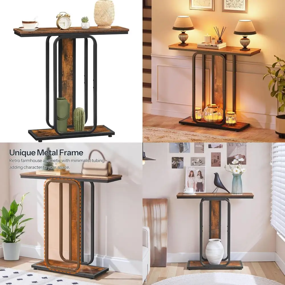 Compact 2-Tier Entryway Table, 29.5 Modern Console for Living Spaces and Foyer