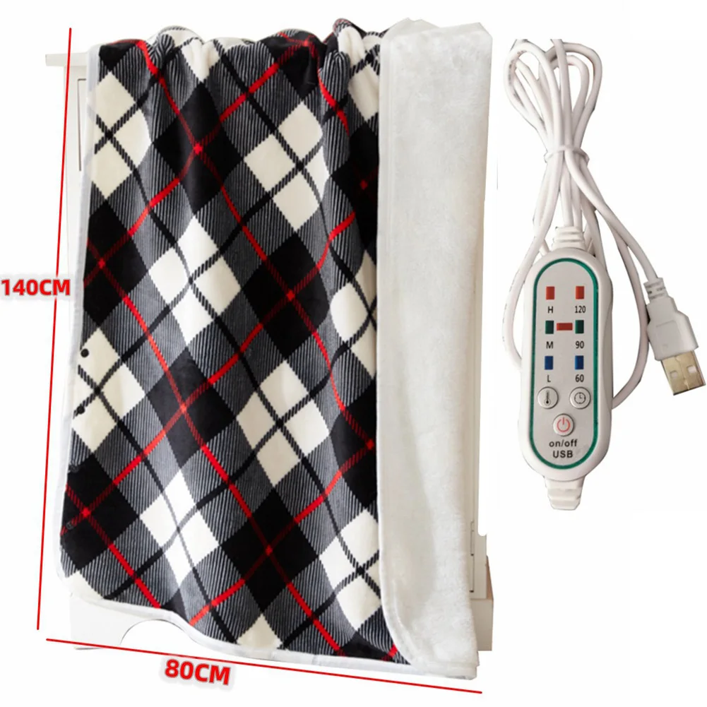 5V Wearable Heating Electric Blanket Shawl 3 Heated Level Throw Blanket USB Charging Coral Velvet 8 Heated Areas Fast Heating