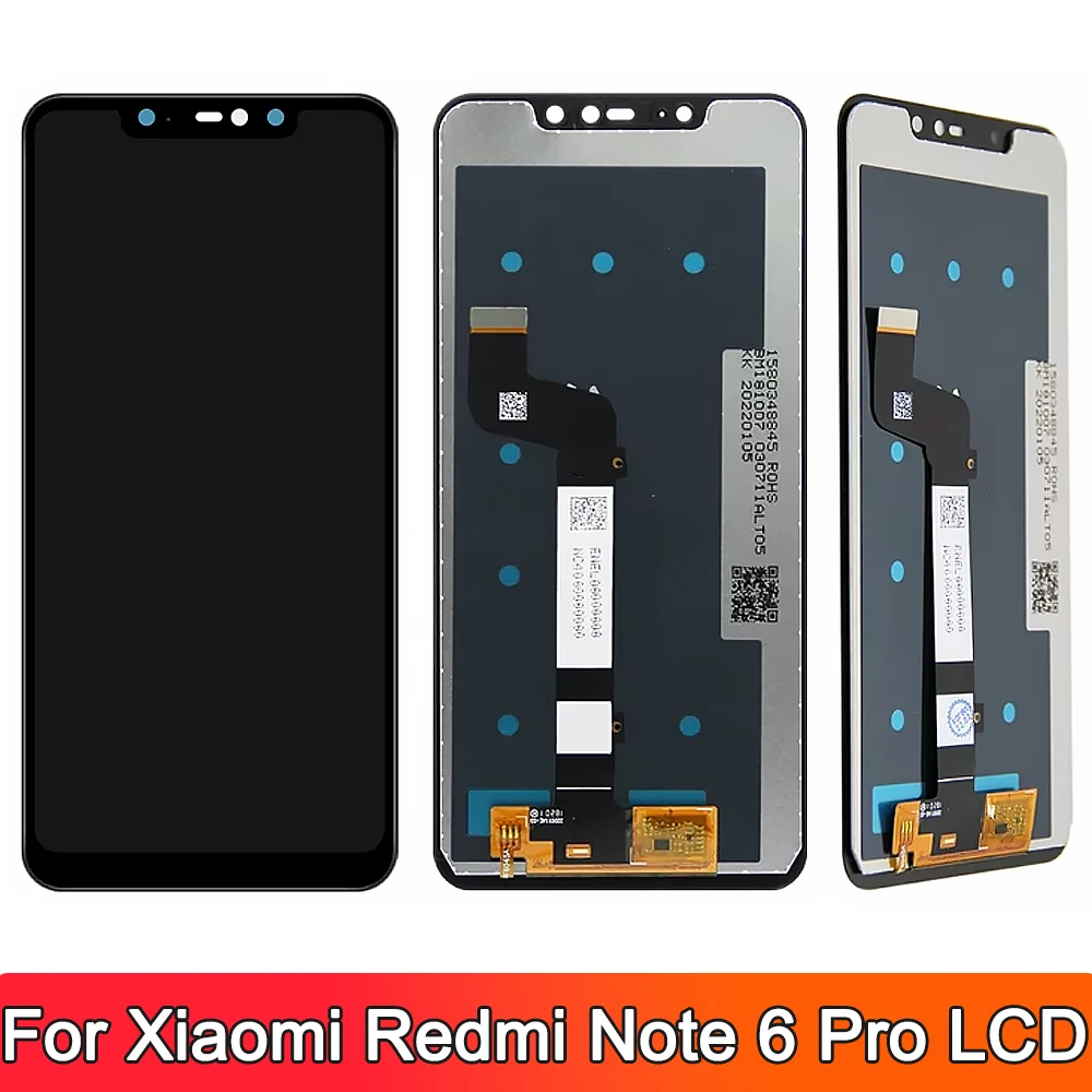 6.26\'\' AMOLED For Xiaomi Redmi Note 6 Pro LCD Display Touch Screen Digitizer For Redmi Note6 Pro M1806E7TG Assembly Replacement