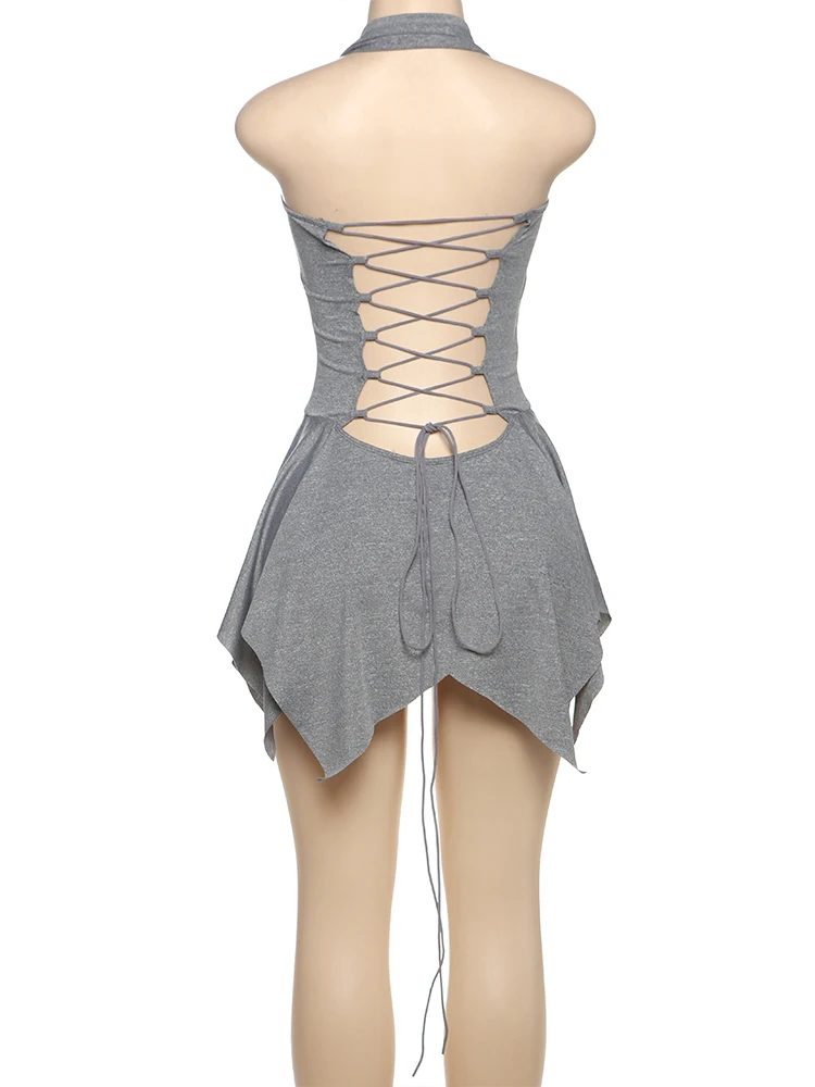 Nibber セクシーなタイダイプリントドレス女性包帯ホルターメタルチェーンパッチワーク背中の開いた休暇ビーチパーティーエレガントなロングボディコン