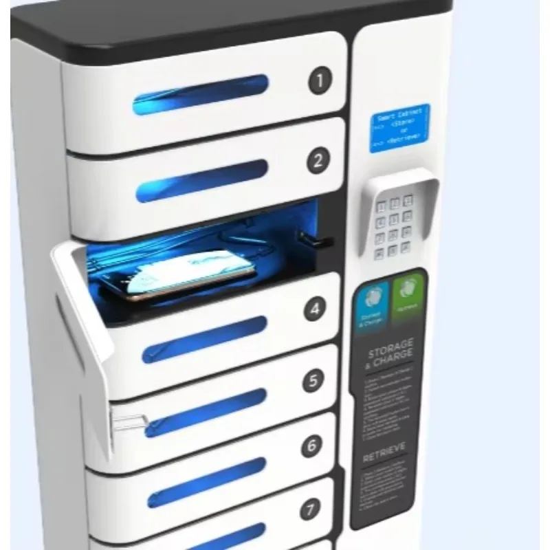 8-slot mobile phone password charging cabinet, mobile phone charging station secure charging cabinet optional advertising screen