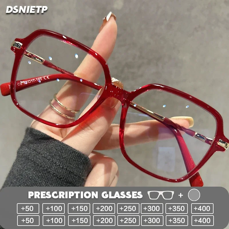 

Quality Alloy Reading Glasses Women Fashion Photochromic Anti Blue Light Prescription Large Glasses Myopia Progressive Eyewear
