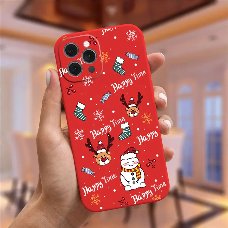 Christmas New Year Gift Santa Claus Christmas elk Red Phone Case For iPhone 14 11 12 13 Pro Max Mini XS XR 8 7 Plus Cover Fundas