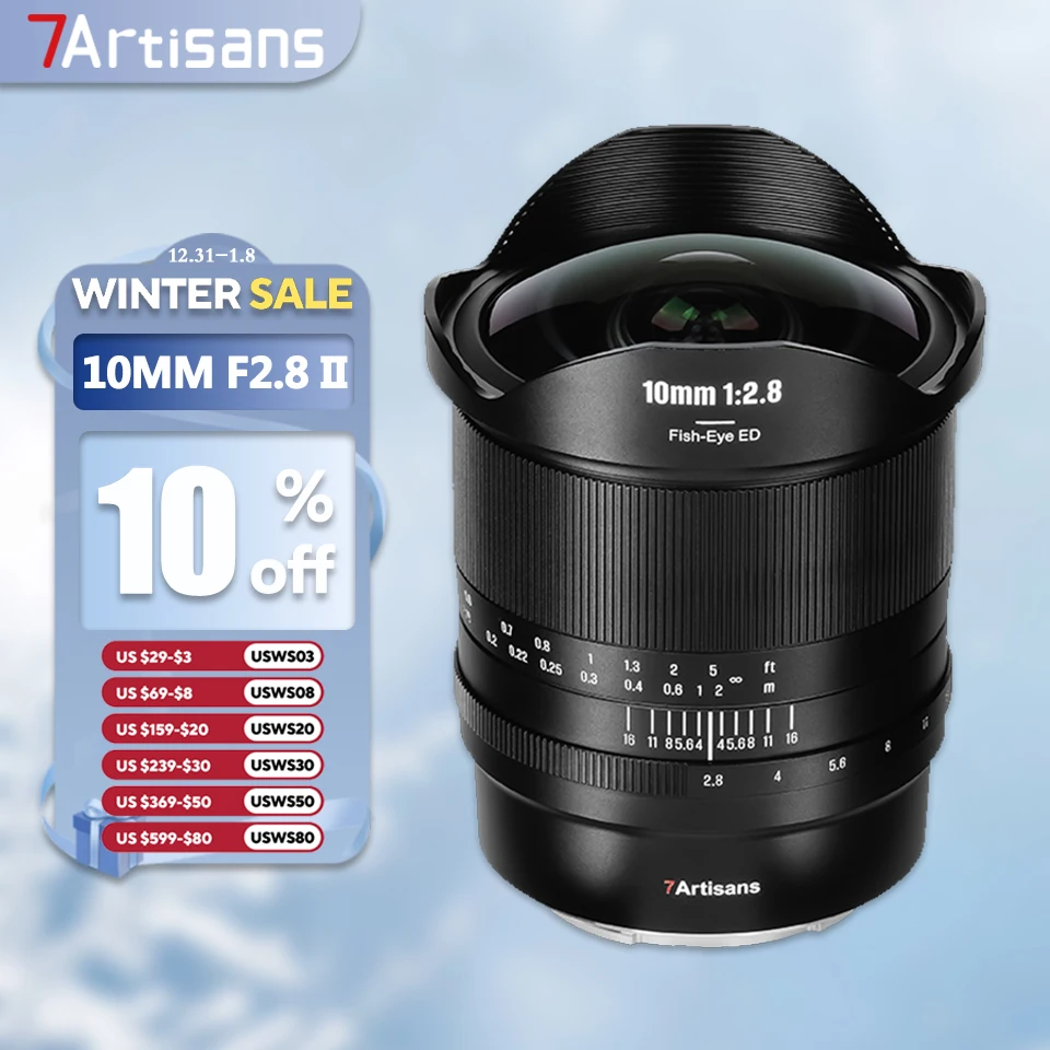 7artisans 10mm F2.8 II Full Frame Ultra-wide Angle Fisheye Lens for Humanities Photography with Sony E Nikon Z Canon RF L A7RIII