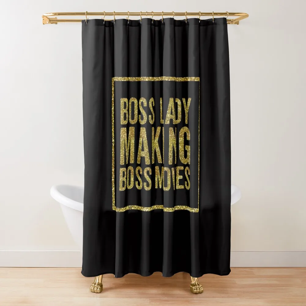 

Boss Lady Making Boss Moves, Quote Shower Curtain For Bathrooms Waterproof Shower Shower Sets For Bathroom Funny Curtain