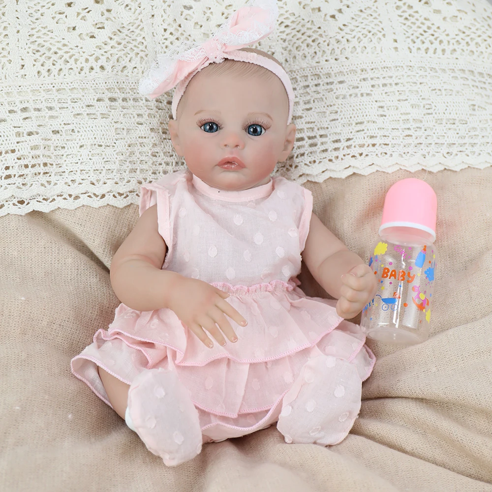 18 pouces Reborn bébé poupée fille Bebe Juliette corps complet poupée en vinyle souple avec cheveux peints pour cadeaux de noël pour enfants Muñecas