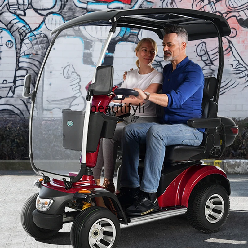 LBX High-End Elderly Scooter Four-Wheel Electric Vehicle Pick-up Children Double Elderly Battery Power Car