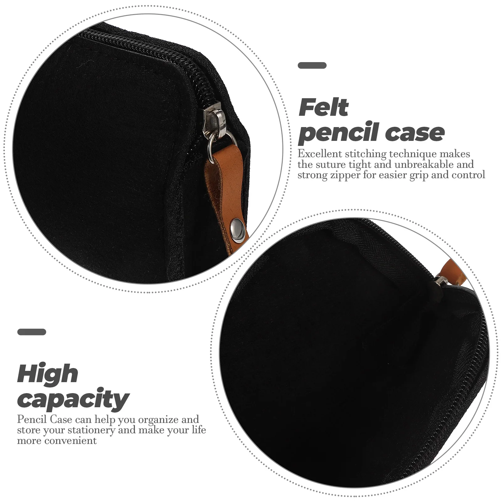 

4pcs Felt Pencil Case Large Capacity Multi-Function Stationery Organizer Storage Bag Travel Toiletries Makeup Zipper Pouch