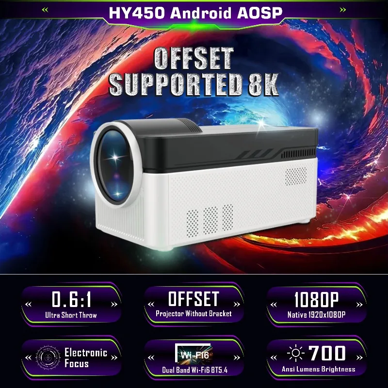 New Coming  Hy450 Portable Projector 700 Lumen Ultra-high Definition 1080P Cinema Level Sound Effect Automatic Focus Small