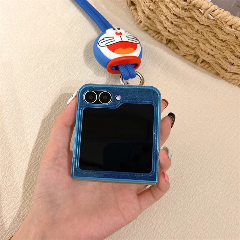 حافظة هاتف يابانية لطيفة على شكل رسوم كرتونية لهاتف سامسونج Z Flip 7 6 5 مع حزام حبل لهاتف Galaxy ZFlip7 ZFlip6 حافظات Funda #5