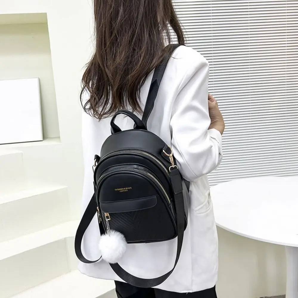 

PU Leather Small Square Backpack Simple Ins PU Casual Schoolbags Light Luxury Large Capacity Mini Bags Women College Students