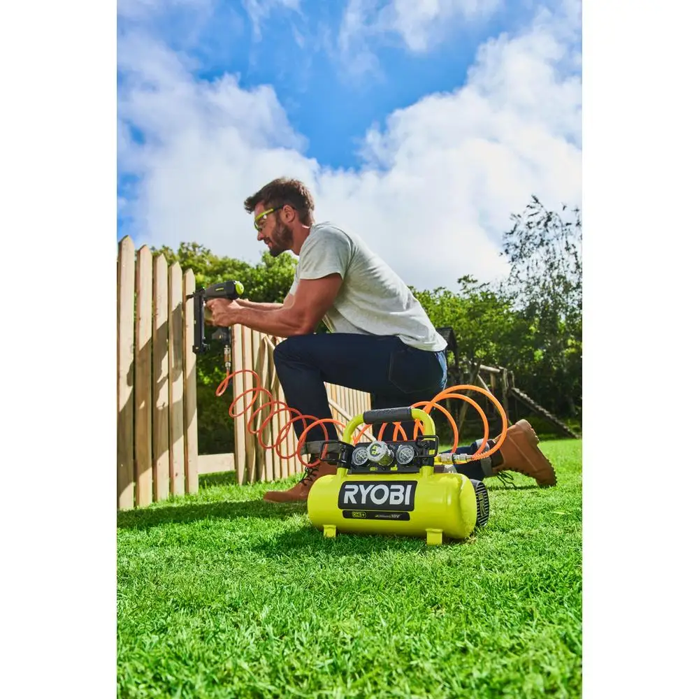 18V Cordless Air Compressor Lightweight Design Maximum Pressure Metal Air Hose Wrap Compatibile with 18V ONE  System