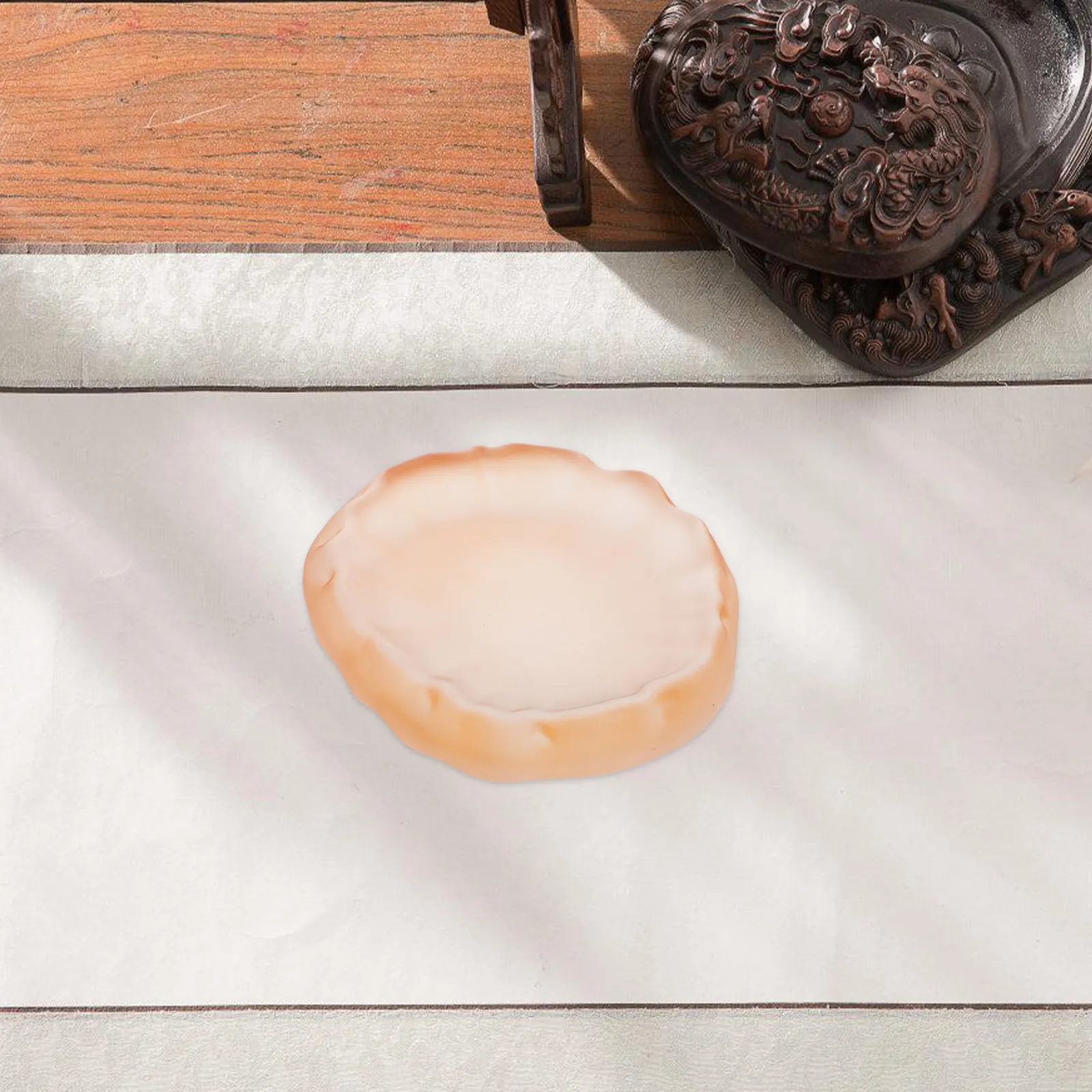 

Стеклянная каллиграфическая тарелка для чернил, маленькая, легкая, декоративная, для китайских кистей, для использования на рабочем столе в кабинете