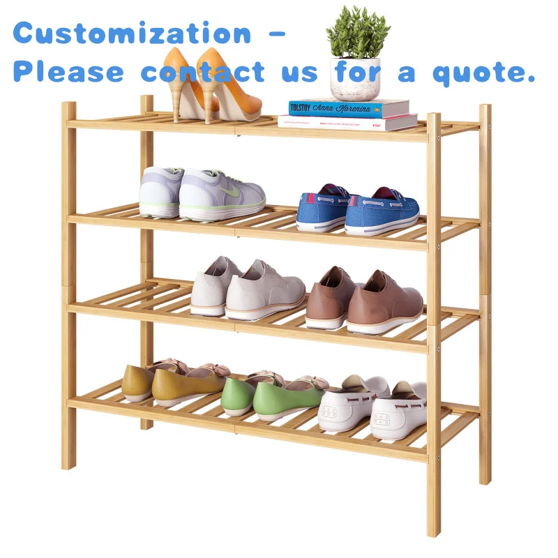 custom.4 Tier Shoe Rack Stackable Shoe Shelf Storage Organizer Unit Entryway Hallway and Closet Sturdy Shoe Shelf