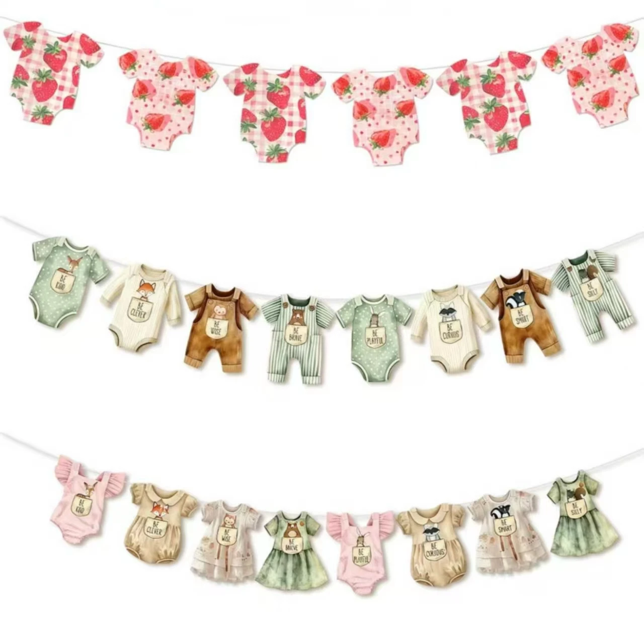 Dschungel-Abenteuer/Erdbeer-Thema Baby-Shower Bodysuit DIY Hängendes Banner Geburtstagsparty Heimwand-Deko Geschlechts-Enthüllungs-Dekoration – Detail 6