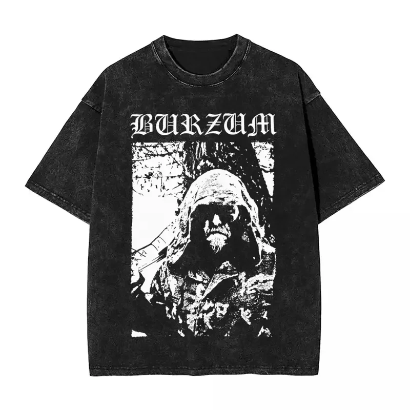 Burzum Washed T Shirts Streetwear Hip Hop Vintage T-Shirts Tees Tops for Men Women Short Sleeve High Street Summer