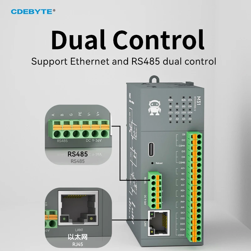 Verteiltes ferngesteuertes IO-Modul Modbus DI/DO/AO/AI RS485 RJ45 NEUE Version CDEBYTE M31-U-Serie Unterstützt PNP NPN DIP Kostenlose Spleißen