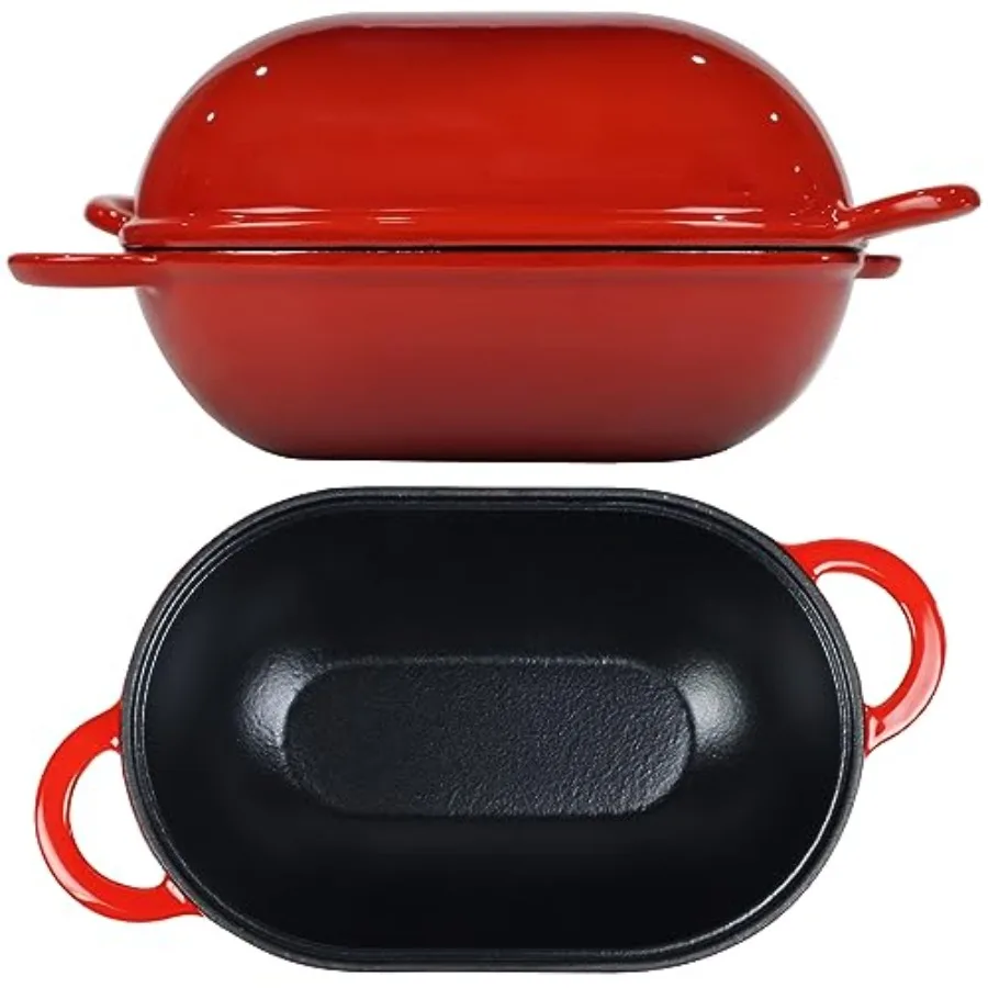 

Enameled Bread Pan Dutch oven with Lid and Loop Handles - Oven Safe Form for Baking and Cooking Artisan Bread Kit - Loaf Pan