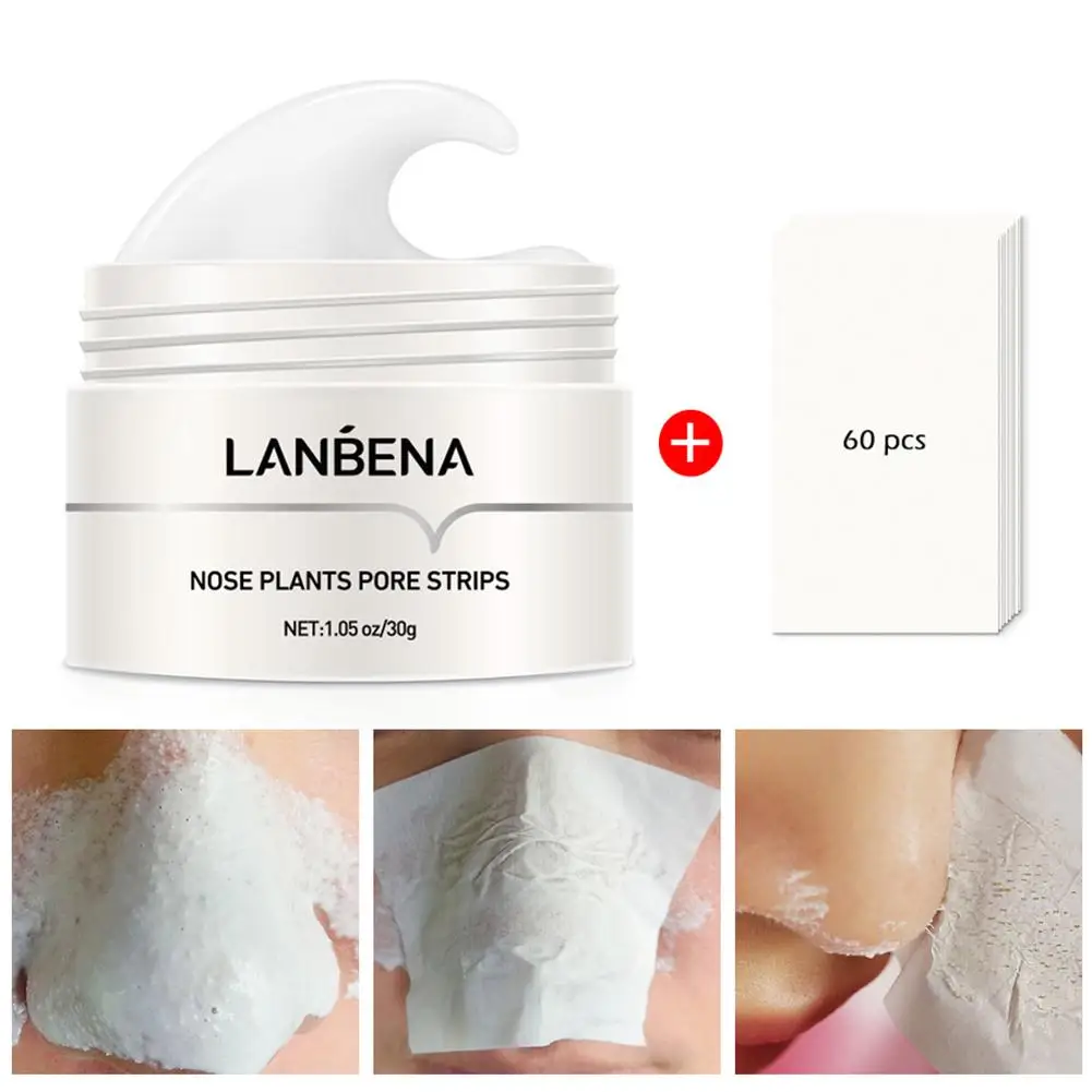 Lanbena Mee-Eter Verwijderaar Crème Papier Plant Porie Strips Neus Acne Reiniging Zwarte Stippen Afpellen Moddermasker Behandelingen Huidverzorging