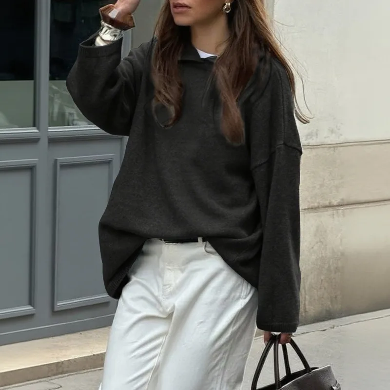 

2026 New High-Quality Fashion Autumn and Winter Casual Simple Long-sleeved Hooded Sweater Wool Woolen Women's Clothing